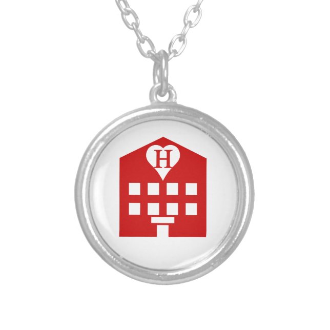 Love Hotel Japanese Emoji Silver Plated Necklace (Front)