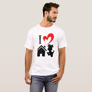 Love House Dog heart Valentines day Dog Loves Pet T-Shirt