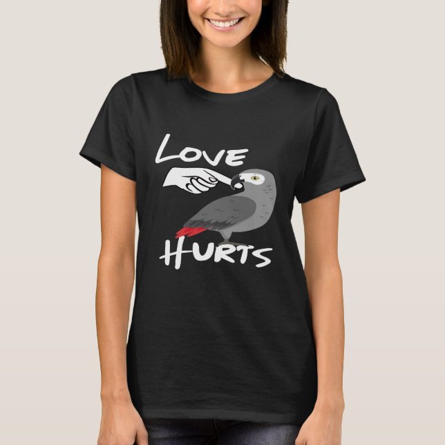 Love Hurts African Grey Parrot Biting Premium T-Sh T-Shirt (Front)