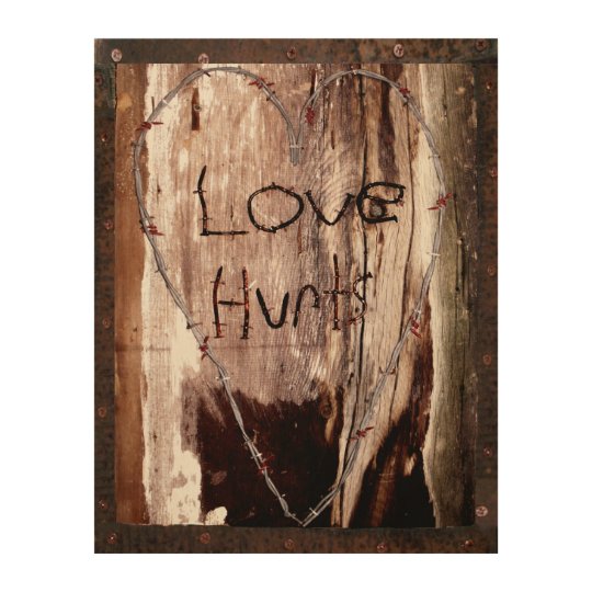 Love Hurts Barbed Wire Rusty Nail Barn Wood Wall Art Zazzle Com