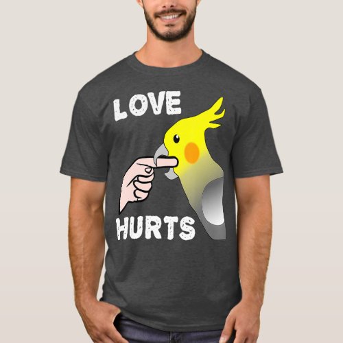 Love Hurts Cockatiel Parrot Biting Finger T_Shirt