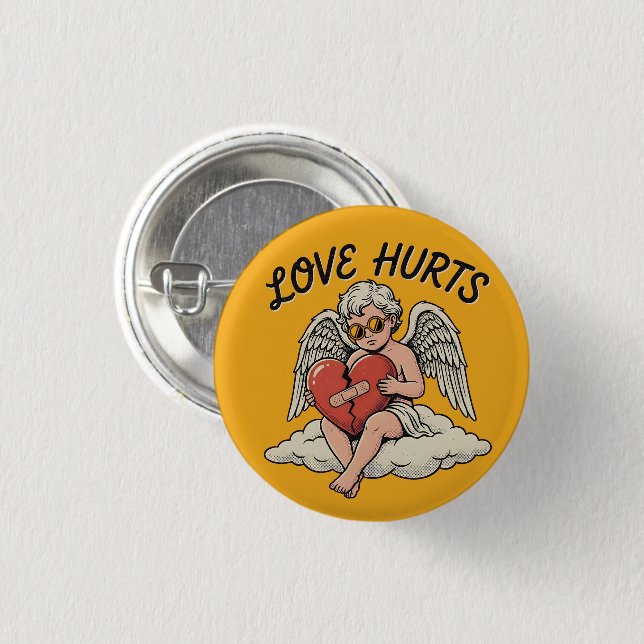 Love Hurts Cupid Angel Button (Front & Back)