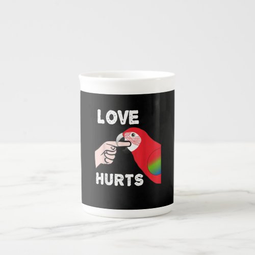Love Hurts Greening Macaw Parrot Biting Finger Bone China Mug