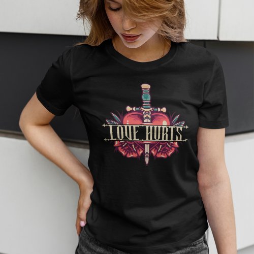 Love Hurts Heart and Dagger T_Shirt