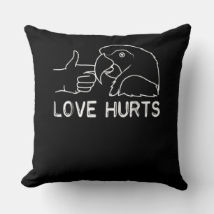 Love Hurts Parrot Lovers African Grey Budgerigar F Throw Pillow