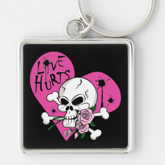 Love Hurts Skull Keychain