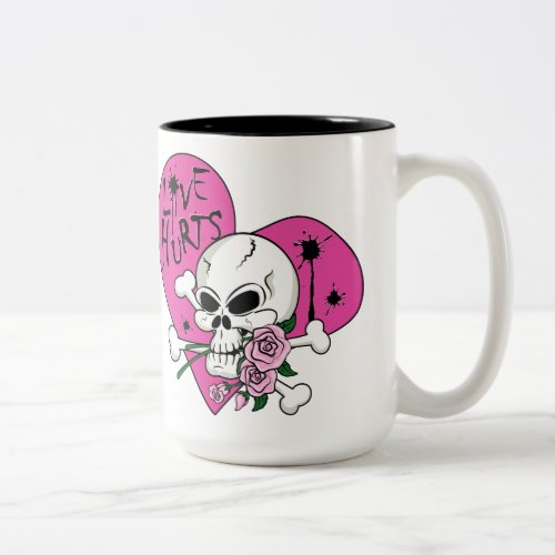 Love Hurts Skull Two_Tone Coffee Mug