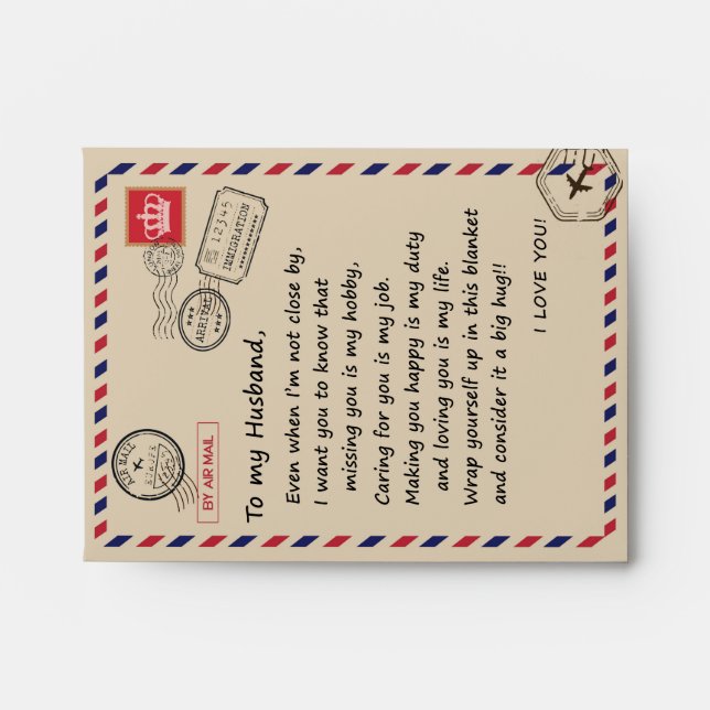 Love Husband | Letter To My Husband I Love You Envelope (Front)