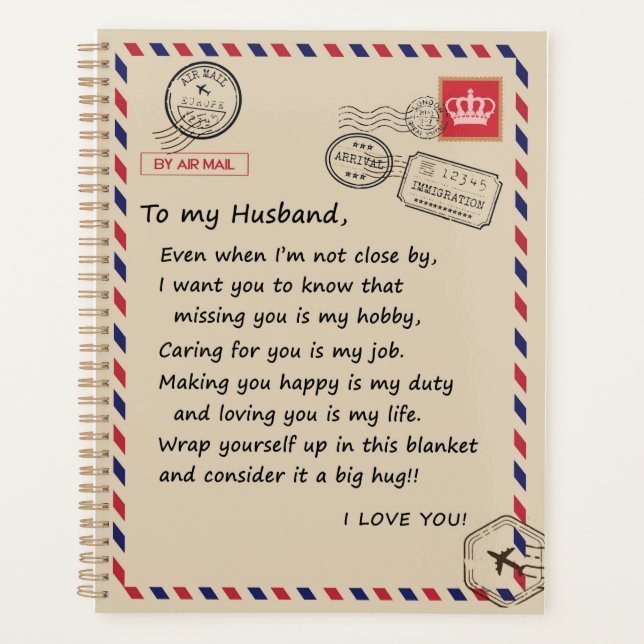 Love Husband | Letter To My Husband I Love You Planner (Front)
