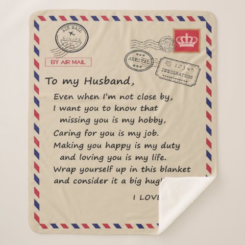 Love Husband  Letter To My Husband I Love You Sherpa Blanket