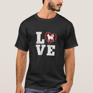 Love Husky Dog Lover Gifts Dog Buffalo Plaid Valen T-Shirt
