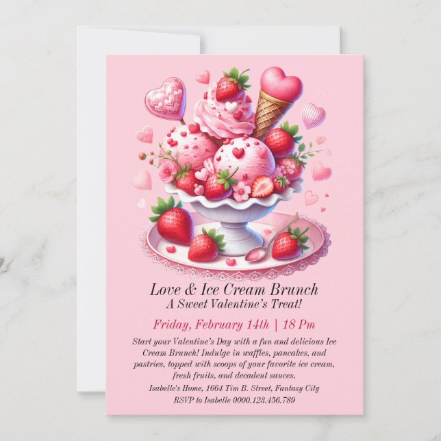 Love & Ice Cream Brunch Invitation (Front)