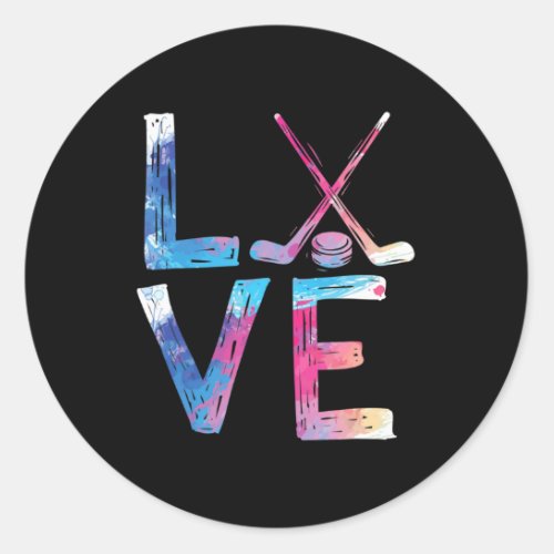 Love Ice Hockey Girls Hockey Gifts  Ice Hockey  Classic Round Sticker