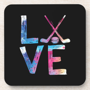 Love Ice Hockey Girls Hockey Gifts Womens Ice Hock Beverage Coaster