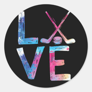 Love Ice Hockey Girls Hockey Gifts Womens Ice Hock Classic Round Sticker