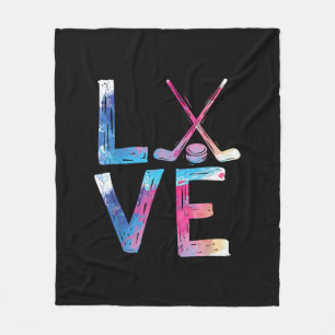Love Ice Hockey Girls Hockey Gifts Womens Ice Hock Fleece Blanket