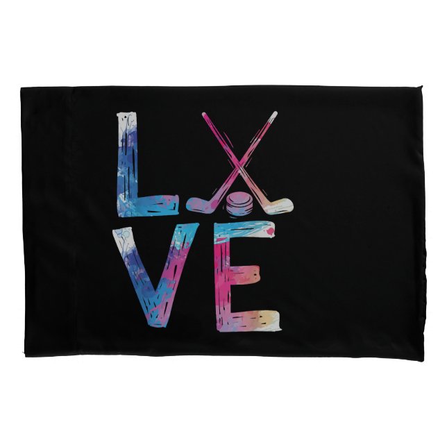 Love Ice Hockey Girls Hockey Gifts Womens Ice Hock Pillow Case (Front)