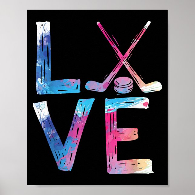 Love Ice Hockey Girls Hockey Gifts Womens Ice Hock Poster (Front)