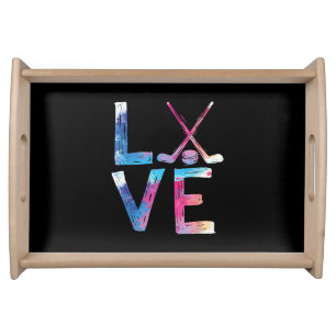 Love Ice Hockey Girls Hockey Gifts Womens Ice Hock Serving Tray