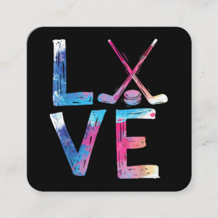 Love Ice Hockey Girls Hockey Gifts Womens Ice Hock Square Business Card