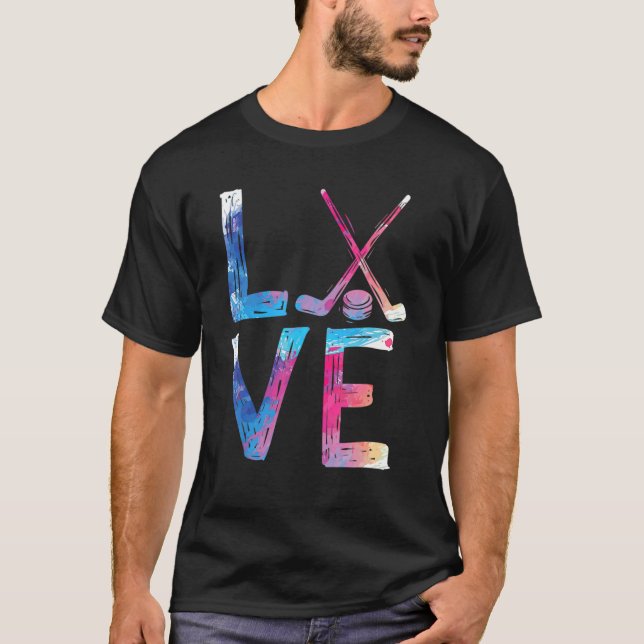 Love Ice Hockey Girls Hockey Womens Ice Hockey T-Shirt (Front)