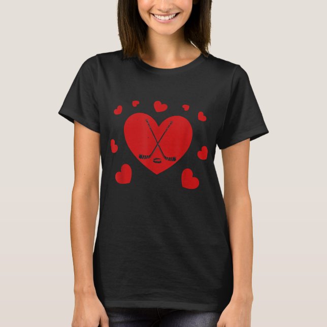 Love Ice Hockey Hearts Hockey Lovers T-Shirt (Front)
