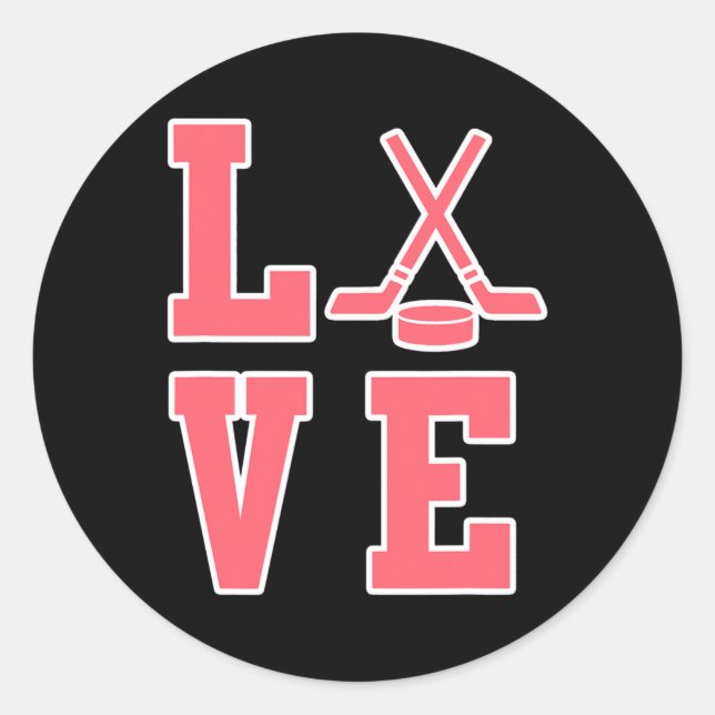 Love Ice Hockey Player Coach Sports Lover Graphic Classic Round Sticker (Front)