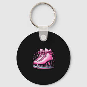 Love Ice Skating Pink Coquette Skates Winter Sport Keychain