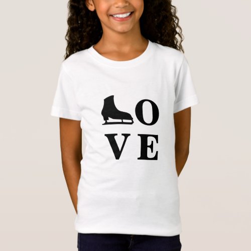 Love ice skating t_shirt black and white