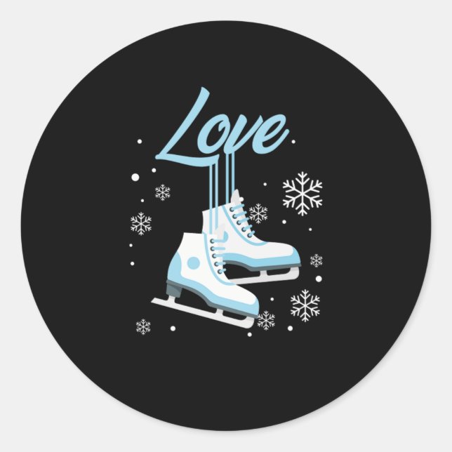 Love Ice Skating Winter Sports Gift Classic Round Sticker (Front)