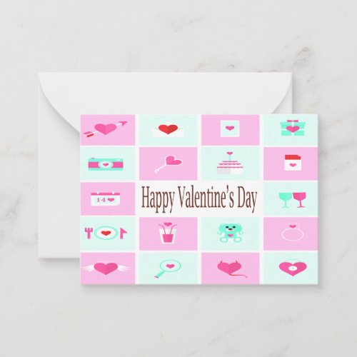 Love Icons Valentines Day Note Card