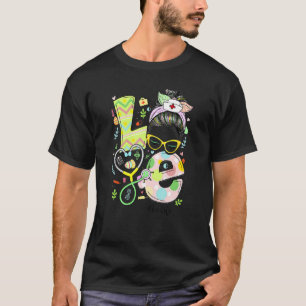 Love Icu Life Messy Bun Stethoscope Christian Happ T-Shirt