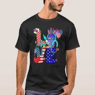 Love Icu Life Stethoscope Fireworks Usa Flag 4th O T-Shirt