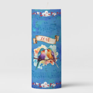 Love Illuminated Birds Pillar Candle