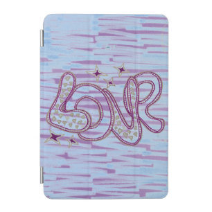 Love in 1960s in mauve, purple and blue iPad mini cover