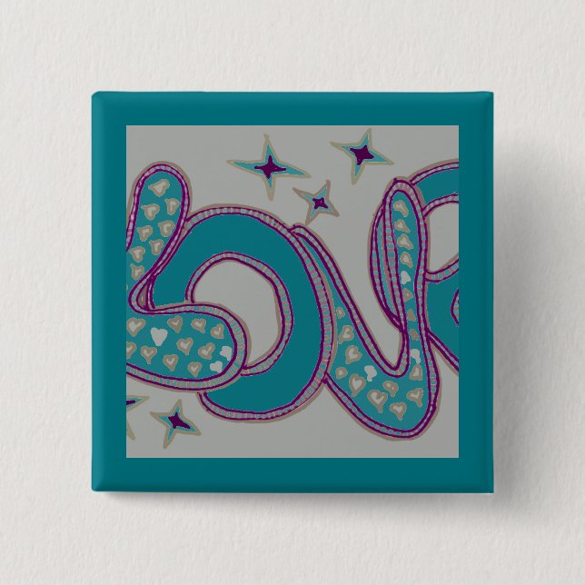 Love in 1960s style button (Front)