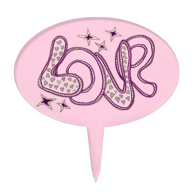 Love in 1960s style cake topper (Front)