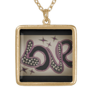 Love in 1960s style gold plated necklace