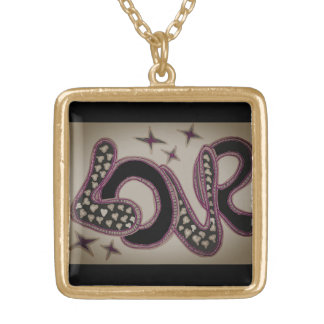 Love in 1960s style gold plated necklace