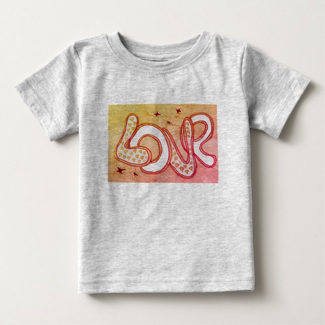 Love in 1960s style in orange and yellow baby T-Shirt (Front)