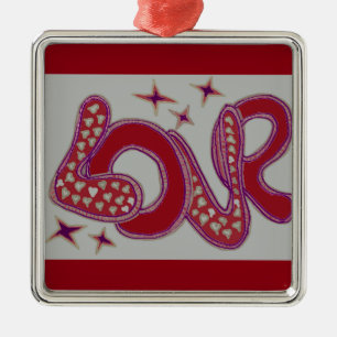 Love in 1960s style metal ornament