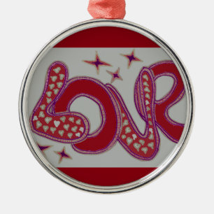 Love in 1960s style metal ornament