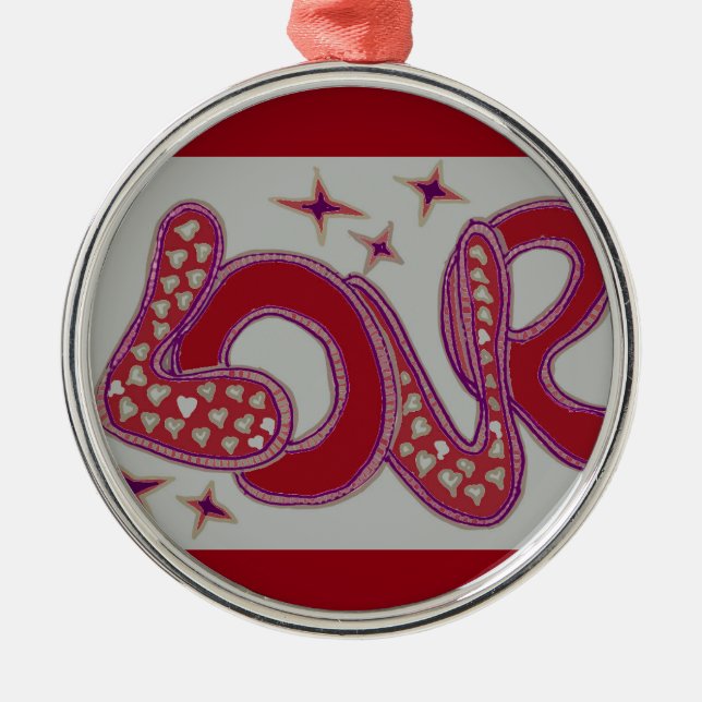 Love in 1960s style metal ornament (Front)