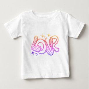 Love in 1960s style pink and purple cartoon letter baby T-Shirt