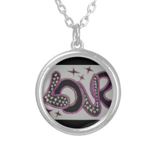 Love in 1960s style silver plated necklace
