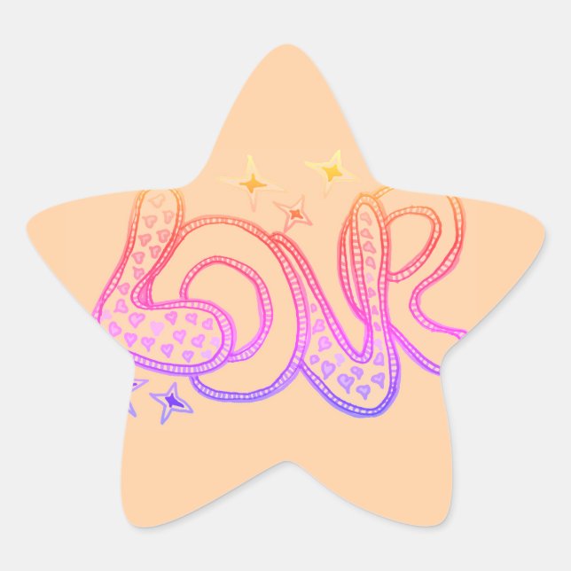 Love in 1960s style star sticker (Front)
