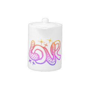 Love in 1960s style teapot