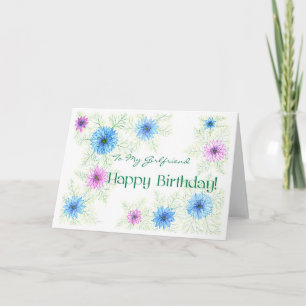 'Love-in-a-mist' Birthday Card for Girlfriend