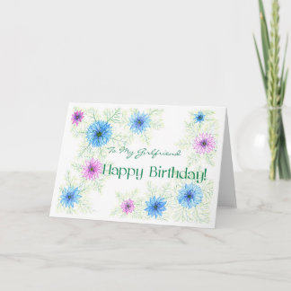 'Love-in-a-mist' Birthday Card for Girlfriend
