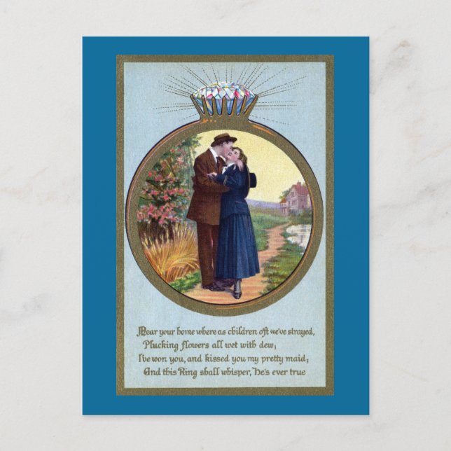 Love in a Ring Vintage Romance Postcard (Front)